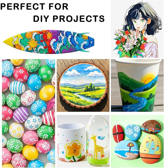 7.1G Acrylic Paint Markers Direct Liquid - 48 Colors Acrylic Markers with Automatic Ink Control, Paint Markers High Opacity Paint Pens Waterproof Lightfast for Rock Painting Eggs Wood Glass Ceramic