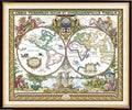 Maydiyer 14CT Counted Cross Stitch Kits Unprinted Embroidery Kit,Starter Kits for Beginners Needlework Sets-Old World Map 20×16.5 inch