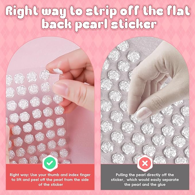 4366 PCS Self Adhesive Pearl Stickers，Pearl Stickers for Crafts Kids，Assorted Sizes & Shape Stick on Pearls for Hair, Face, Makeup, Eye 3mm/4mm/5mm/6mm/8mm/10mm/Rose/Heart Shape