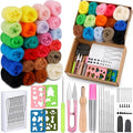 Yizzvb Needle Felting Kit, Wool Roving 24 Colors Set, Needle Wool Felting Tools Kit for Beginners, Needle Felting Starter Kits with Felting Needles for Felted Animal Needle Felting Supplies