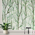 Donox Frosted Glass Window Film Heat Control UV Blocking, Static Cling Reusable Home Bathroom Door Window Privacy Film, Green Leaf Pattern Window Covering with Installation Tool, 23.6 in x 6.5 feet