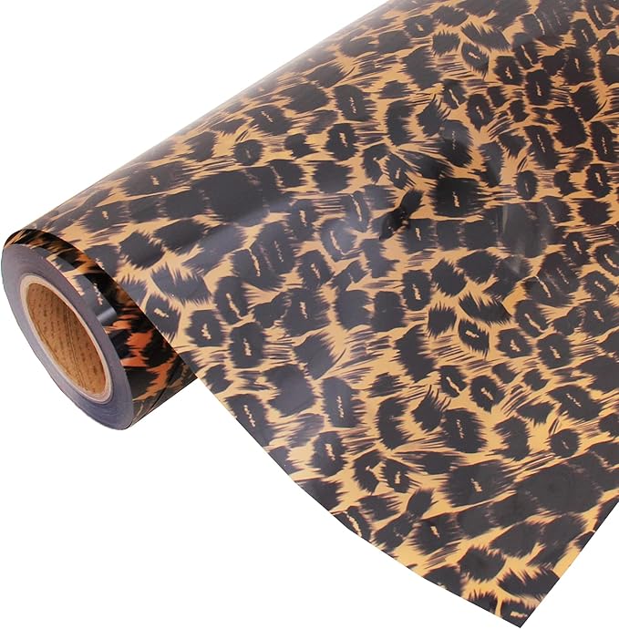 Threadart Metallic Foil Leopard Heat Transfer Vinyl Film | Custom Cut Roll 20" Wide by The Yard | Compatible with Venture Explore and Maker, Silhouette Cameo, & Large Format Cutters