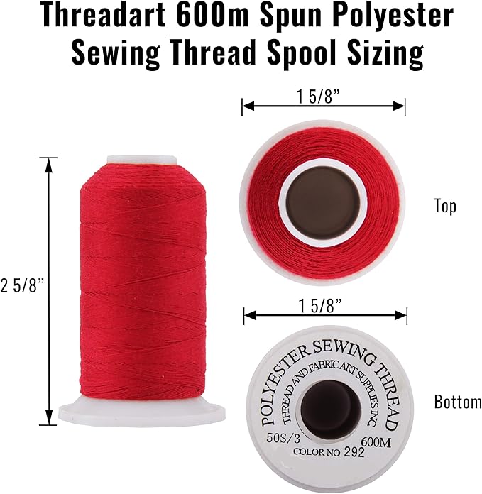 Threadart Polyester All-Purpose Sewing Thread - 600m - 50S/3 - Dark Grass