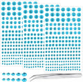 Self Adhesive Face Gems and Pearls for Makeup, Festival Jewels, Hair Gems Pearls, 3/4/5/6/8 mm Round Rhinestone Stickers for Face, Eye, Makeup, Body, Crafts 591Pcs (19_Aqua Blue)