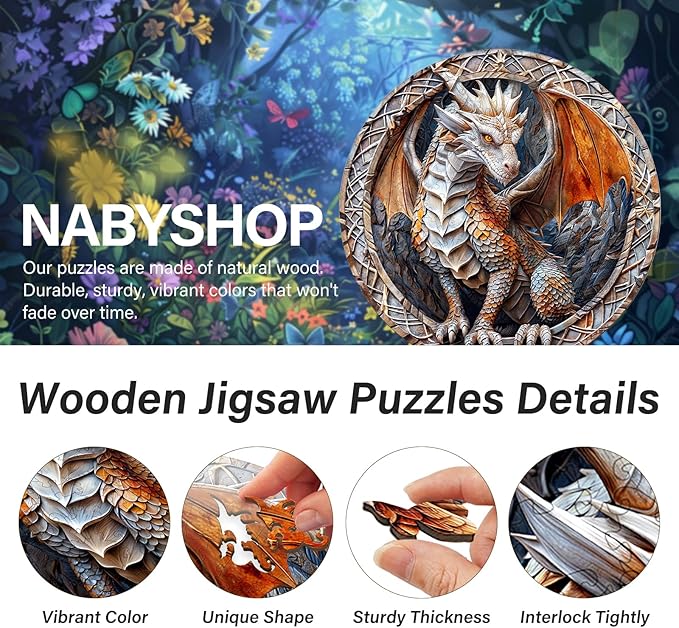 Wooden Puzzles for Adults, Cave Dragon Wood Puzzle, Wood Adult Puzzle, Wooden Puzzle for Family Game and Birthday Gifts for Women Men (L-13.4 * 13.4in 300pcs)
