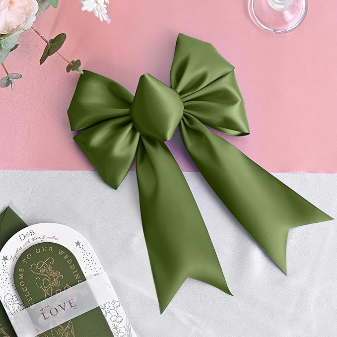 Moss Satin Ribbon 3 Inch X 15 Yards Solid Color Double Faced Ribbons Perfect for Crafts Wedding Decor Bow Making Arts Sewing and More