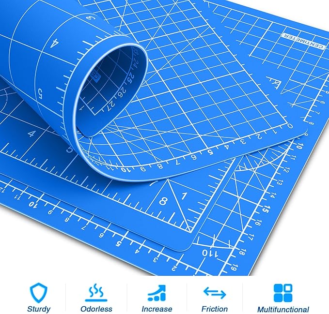 DIYSELF Cutting Mat 8in×6in, Self Healing Cutting Mat, A5 Rotary Cutting Mats for Crafts Sewing Hobby Fabric Project, 5-Ply Craft Cutting Board Double Sided, Craft Mat for Quilting