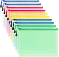 AUSTARK 10 Pcs Zipper File Bags, Waterproof Plastic Mesh Pouch for Office School, Board Game Storage Bags (B5 Size 11.4''x8.2'', Multicolored)