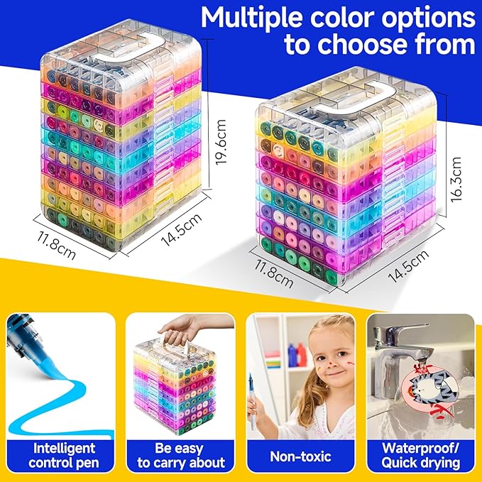 Fine&Soft Tip Acrylic Paint Markers Pen Set, For Surfaces Such as Stone, Canvas, Glass, Metal, etc,Writing, Quick Drying, Long-Lasting,Waterproof & Fade Resistant. (48 Colors)