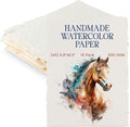 Wanderings Thick Handmade Watercolor Paper with Deckled Edge A5-5.8x8.3-500GSM Premium Ivory Cold-Pressed Textured Mixed Media Paper Made with Recycled Cotton - 15 Loose Leaf Sheets