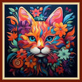 Joyhoor Stamped Cross Stitch Kits for Beginners, Needlepoint Kits for Adults, 11CT Counted Embroidery Kits-Magic Cat 18x18 inchs