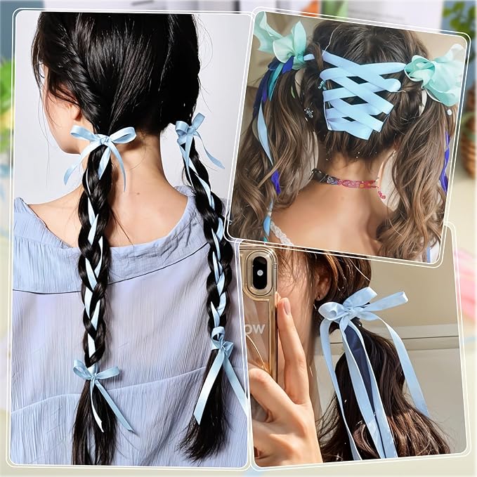 120 Yards Blue Ribbon 3/8 Inch Light Baby Blue Ribbon Thin Crafts Satin Ribbons for Baby Shower Cake Bows Hair Wedding Gift Wrapping Basket String Cake Christmas Decorations