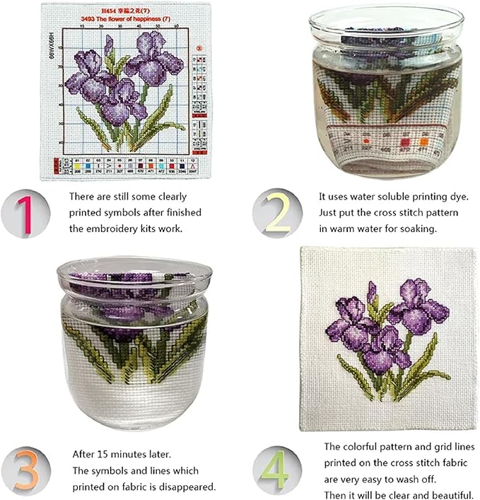 Magxvouy Cross Stitch Kits Stamped Full Range of Embroidery Kits,Cross Stitch Patterns Needlework Kits for Beginners 11CT Printed Kits&Lighthouse Seaside Flowers 16x20 inch