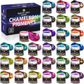 Chameleon Mica Powder, 28 Jars of Color Shift Mica Powder Set - Color Shifting Mica for Epoxy Resin, Tumbler - Chrome Pigment for Nails, Painting, Slime - Chameleon Pigment - Holographic Mica Powder