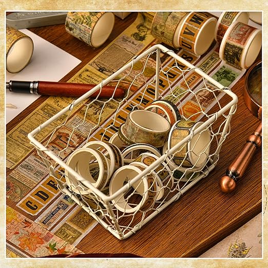 36 Rolls Vintage Washi Tape Pack Retro Arts Adhesive Tapes Wide Chronicle Decorative Masking Tape Sets for Craft, Kids, Scrapbook, DIY, Gift Wrapping (Soul Songs)