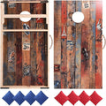 Solid Wood Vintage Cornhole Game Set, Two 4'x2'Cornhole Boards, 8 Cornhole Bags for Indoor and Outdoor Toss Games Competitions, Tournaments