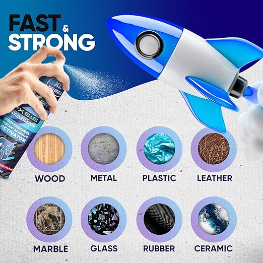 CA Glue Activator Spray (2x16.9 oz) – Super Glue Accelerator for Instant Bonding | Fast-Drying Cyanoacrylate Activator for Woodworking, Plastic, Metal, 3D Printing, Guitar, DIY, and Repairs