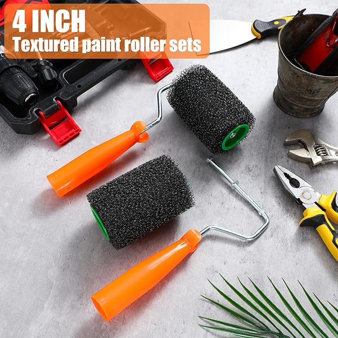 6 Pcs 4 Inch Paint Roller with Foam Covers Mini Textured Paint Roller for Bed Liner Truck Coating Create Texture Effect