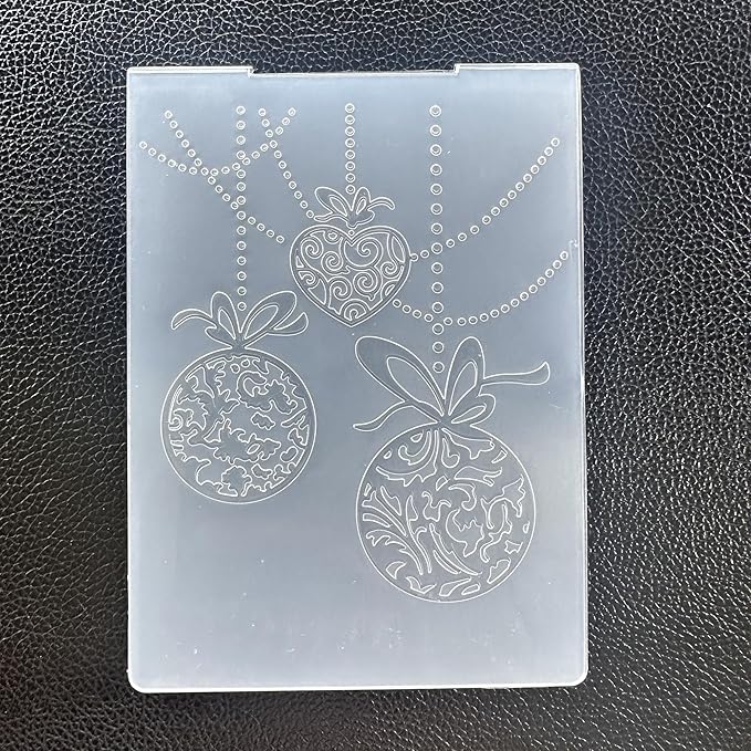 Arbuya Merry Christmas Baubles Plastic Embossing Folders for Card Making Xmas Balls Embossing Folder for Scrapbooking Pages Paper Crafting Clay Decoration