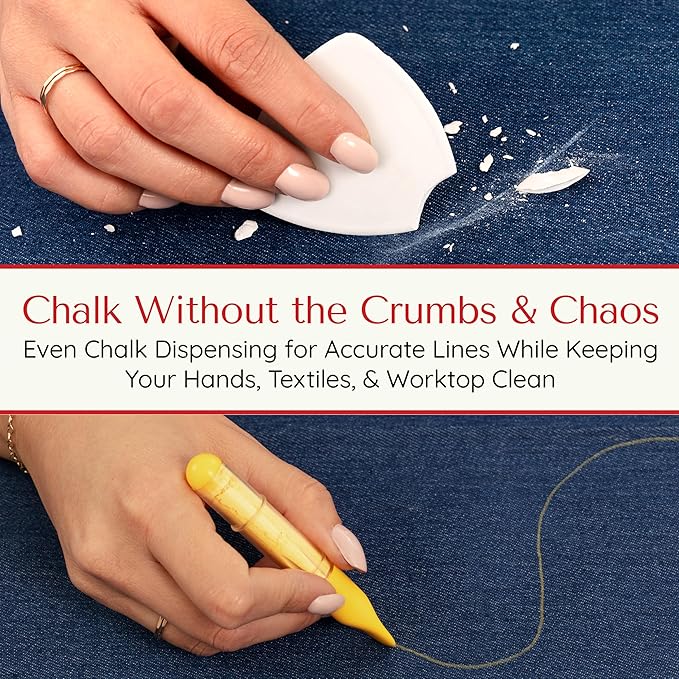 Fabric Markers for Sewing – Ergonomic Tailors Chalk Pen with Improved Dosing Wheel for Sharp Lines - Washable Sewing Chalk Marking Pens that are Compatible with Most Fabrics - Yellow 1 Pack