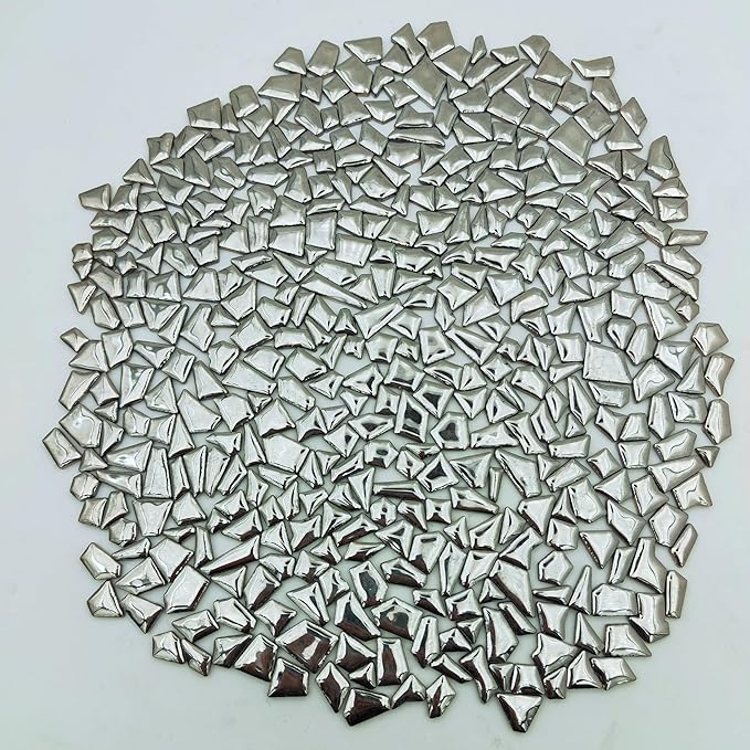 1.1LB Irregular Ceramics Mosaic Tiles, Mosaic Pieces Stones for DIY Mosaic Making Craft Hobby Arts Home Wall Decoration (Sliver)