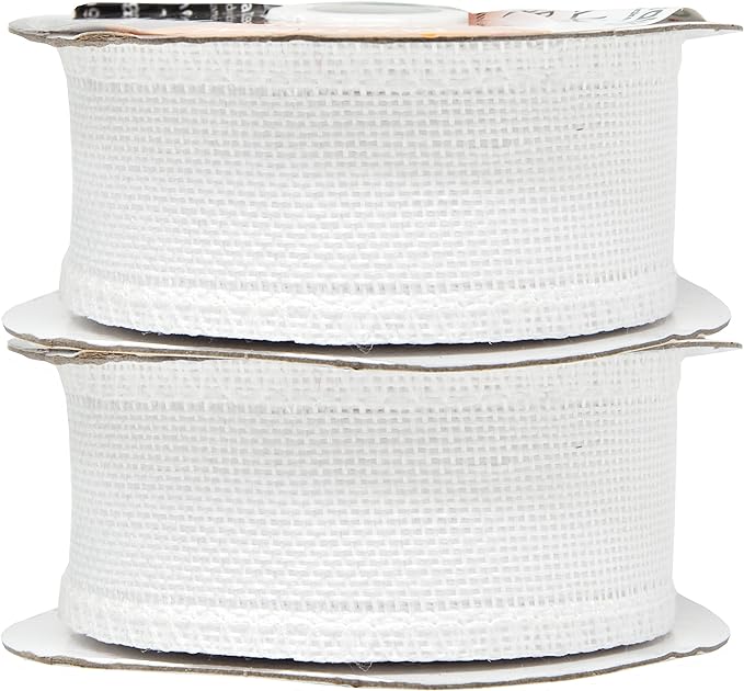 Mandala Crafts White Burlap Ribbon 1.5 Inches Wide Jute Ribbons for Crafts - 20 Yds Roll Rustic Burlap Wrap Trim Ribbons for Wreaths Bows Wedding Party Decoration