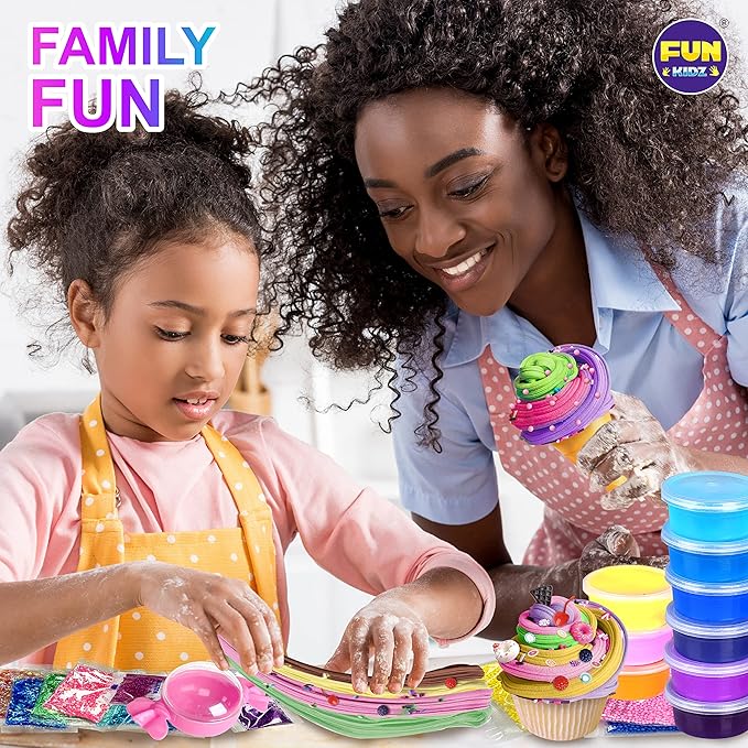 33 Cups Jumbo Slime Kit for Kids, FunKidz Premade Ultimate Slime Pack to DIY Soft, Cloud, Clear, Butter, Glitter, Glow in Dark Slime Making Kit Party Favors Gift Toys for Girls and Boys