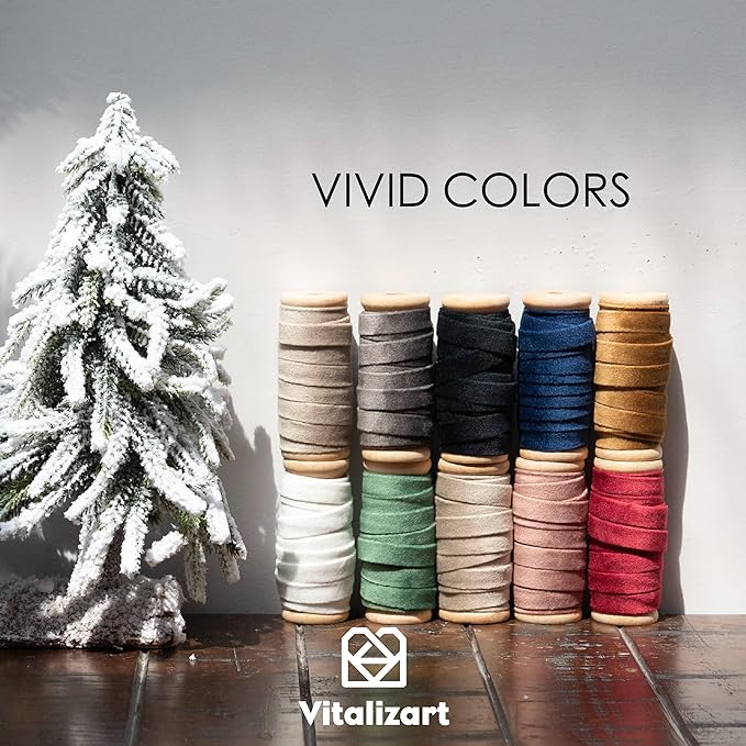 Vitalizart Khaki Velvet Ribbon Set 3/8" x 15 Yd Fall Ribbon Fabric Trim 3 Rolls * 5 Yd for Christmas Wreath Decoration Handmade Craft Ornaments Gift Wrapping & Bow Making (Brown)