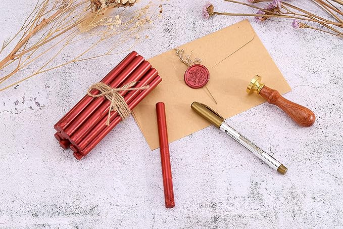 Yoption 15 Pieces Glue Gun Sealing Wax Sticks for Wax Seal Stamp, Great for Wedding Invitations, Envelopes, Cards, Christmas Gift Ideas, Wine Packages (Wine Red)