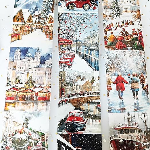 Washi Tape Set,3 Rolls City Landscape Stickers for Journaling,Christmas Washi Tape Stickers for Junk Journal Supplies,Scrapbooking,Notebook,Phone Case,DIY Craft(Victoria)