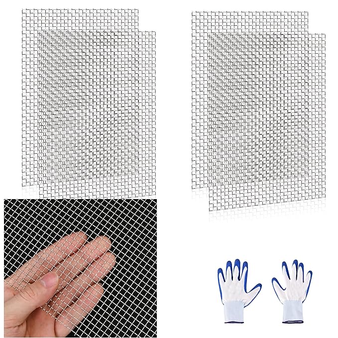 4 Pcs 13x9 (33cmx23cm) 5 Mesh 304 Stainless Steel Wire Mesh Sheet, Rustproof Metal Mesh Sheet Screen for DIY Crafts, Vent Covers, Garden Fencing, Window Protection & Industrial Filters