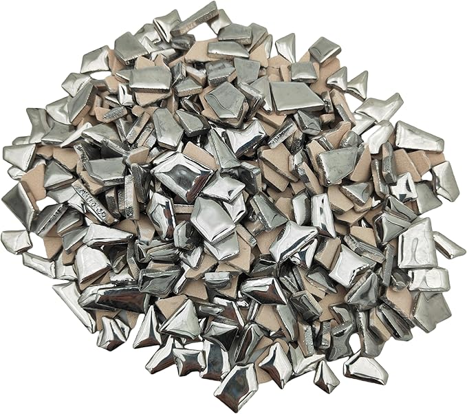 1.1LB Irregular Ceramics Mosaic Tiles, Mosaic Pieces Stones for DIY Mosaic Making Craft Hobby Arts Home Wall Decoration (Sliver)
