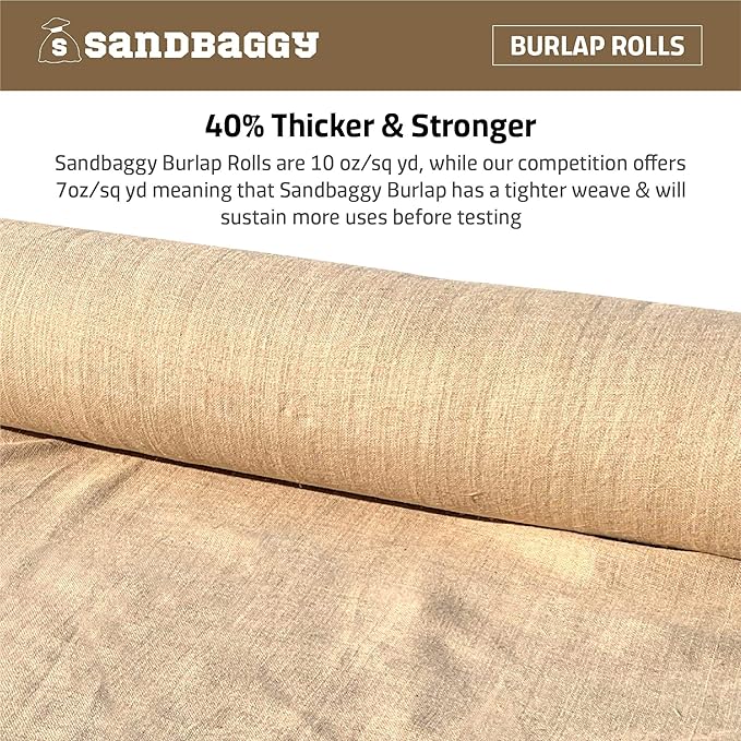 Sandbaggy Burlap Fabric Roll | 40 Inch by 300 ft | Great for Garden, Yard, Wedding, Craft, Decorating Tables | Constructed from Industrial Grade Burlap Fiber | 30% Thicker Than Competition (1 Roll)