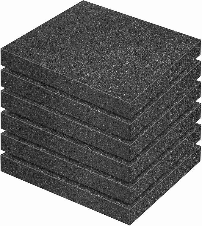 6 Pcs Polyurethane Foam Sheet, 16 x 12 x 1.5 Inch Foam Inserts for Cases Cuttable Polyurethane Foam Pads Tool Box Foam for Cases Camera Toolbox Storage and Crafts