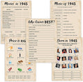 80th Birthday Party Games, Born in 1945 Games Bundle, Set of 5 Activities for 10 Guests, Birthday Party Supplies for Adults, Pack of 50 Cards