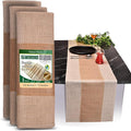 Burlap Table Runners (Pack of 1) – 14”x 72” - No-Fray Finished Edge Natural Table Runner – No Odor Farmhouse Style Natural Stripe on White Burlap Runner - Perfect for Christmas, Wedding, Thanksgiving