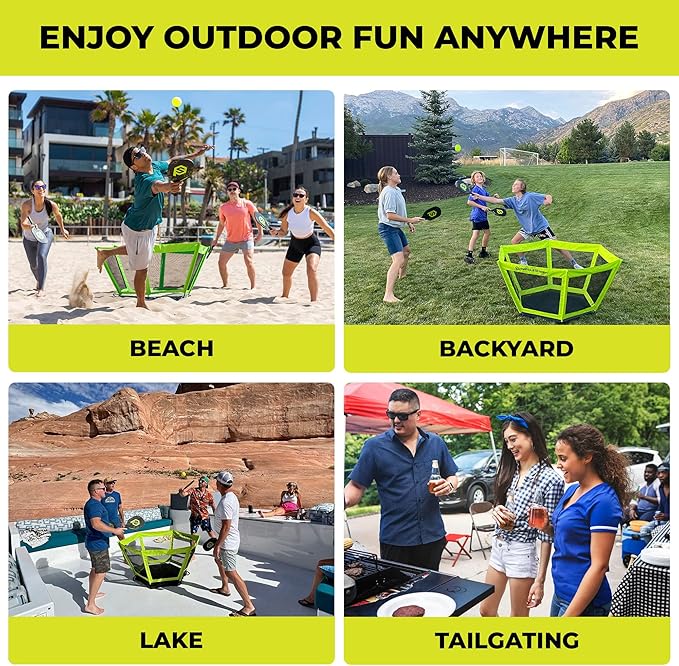 PaddleSmash - Pickleball Yard Game As Seen on Shark Tank - Beach, Backyard, Tailgate & Lawn, Outdoor Activities for Adults and Family - Easy Assembly