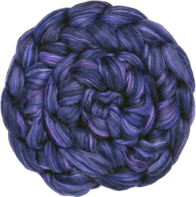 Merino Silk Luxe Tonal Designer Blend. Superfine Merino, Mulberry Silk, Tussah Silk. Top Roving for Spinning or Felting. Twilight Orchid 1oz