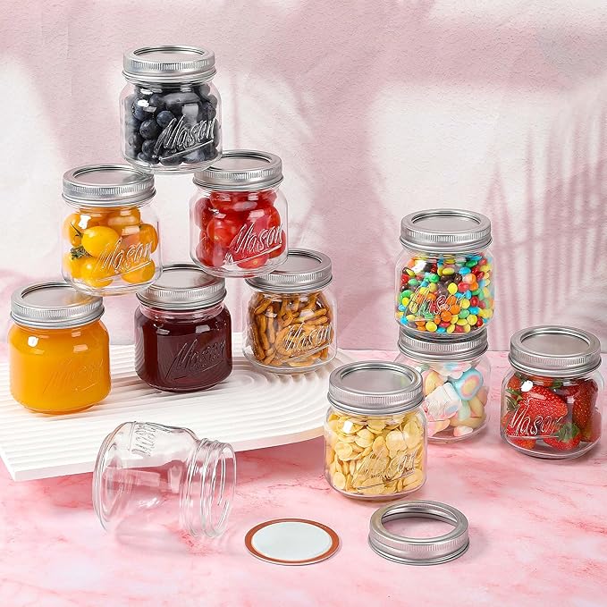 Mason Jars 10oz - 12Pack Glass Jars with Leak Proof & Food Grade Canning Jars for Spices, Dry Food Storage & DIY Crafts, Perfect for Home Cooks, Meal Prep, and Crafting Enthusiasts