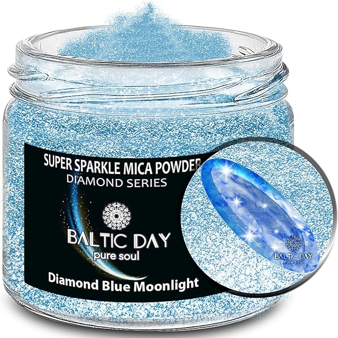 BALTIC DAY - Sparkle Mica Powder [ Diamond Blue Moonlight ] - Blue Glitter Mica Powder - Resin Glitter for Epoxy Resin - Diamond Dust for Crafts