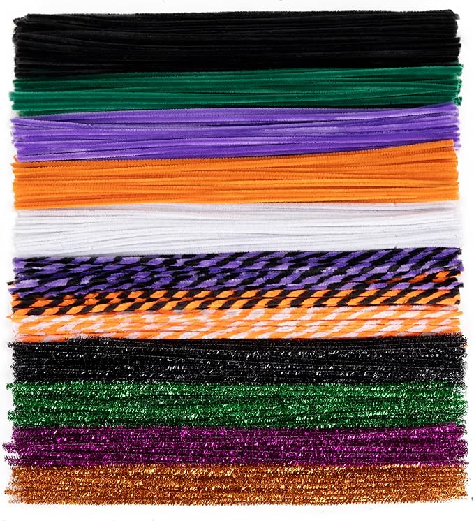 Caydo 500 Pieces Halloween Twist Pipe Cleaners with 100pcs Eyes, Chenille Stems, Pipe Cleaner Crafts for DIY Art and Craft Projects Creative Gift Party Decorations