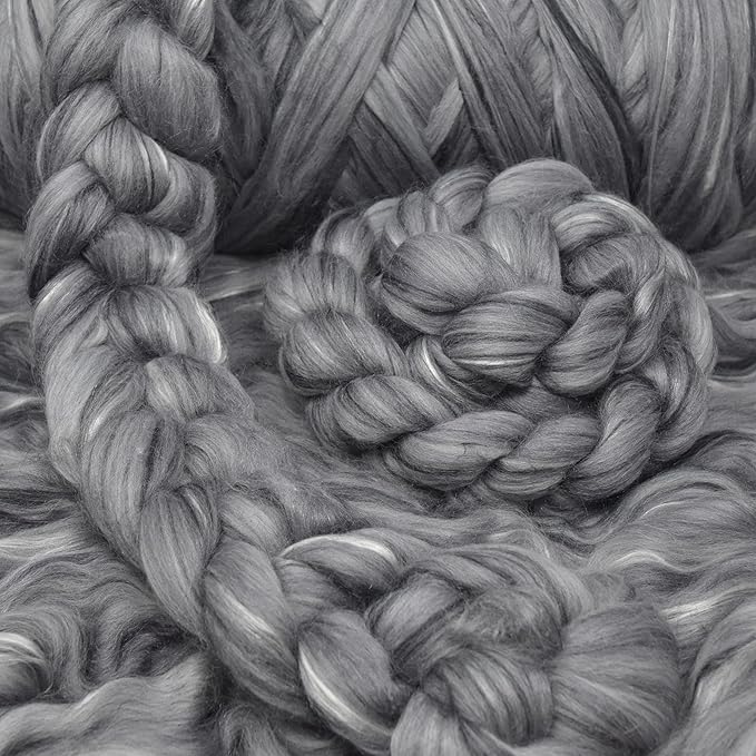 Merino Silk Luxe Tonal Designer Blend. Superfine Merino, Mulberry Silk, Tussah Silk. Top Roving for Spinning or Felting. Stardust 4oz