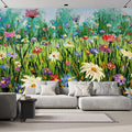 wall26 Wall Sticker/Wall Mural Wildflower Abstract, Not Peel and Stick, Non-Woven Wallpaper Decorative for Bedroom, Living Room, Office - 108x168 inches