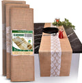 Burlap Lace Table Runner (Pack of 3) – 14”x 72” - No-Fray Finished Edge Natural Table Runner – No Odor, Eco-Friendly Burlap Runner - Perfect for Christmas, Wedding, Thanksgiving