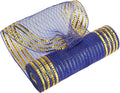 MEEDEE Navy Deco Mesh 10 Inch Deluxe Wide Foil Gold Border Mesh Metallic Mesh Fabric Navy Blue & Gold Mesh Ribbon for Christmas Tree, Wreaths, Garland, Gift Wrapping, Bows Making (30 Feet)