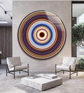 My Photostation.com 24''(60cm) Diameter Colorful Concentric Circles Round Glass Wall Art Tempered Glass Printing Wall Decor Large Wall Art Wall Hangings