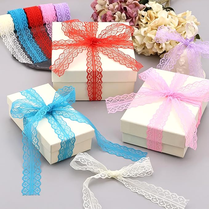Colorful Lace Trim 20 Yards Crochet Lace Ribbon for Sewing Crafts Bouquet Gift Wrapping