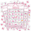 Pink Shower Party Bingo Cards, Shower Bingo Game, Shower Party Games for Adults, Gender Reveal Party Games Favors Supplies Decorations, 24 Players Bingo Game (A03)