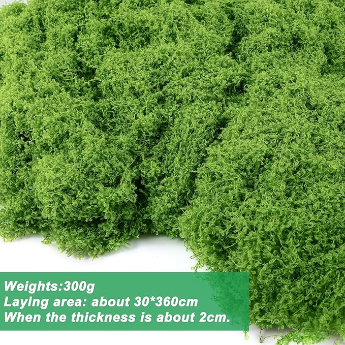Draupnir Fake Green Moss for Potted Plants, 10.6OZ Fake Moss for Plants Indoor,Faux Moss for Crafts Artificial Moss Decor, DIY Decorative Moss for Fairy Garden Glass Containers Wedding (300g)