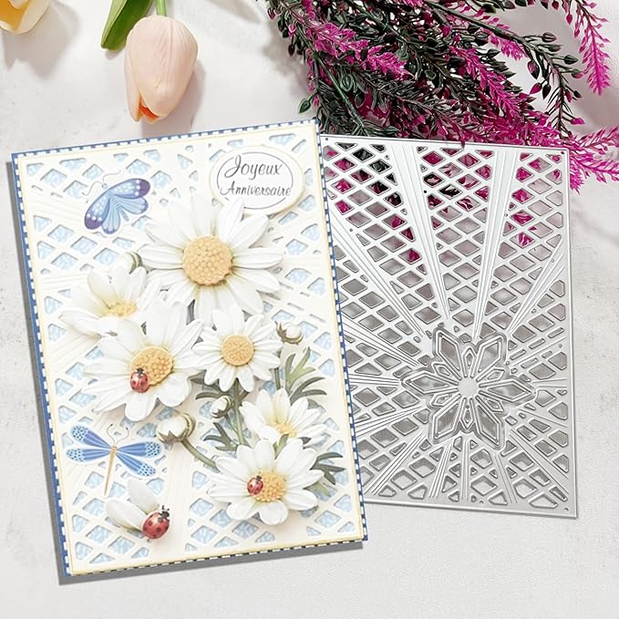 Lapoo Geometric Cutting Die for Scrapbooking - Durable, Cut Stencils for DIY Scrapbook Photo Album Decorative Paper Card, Card Making Supplies (Star Frame 5.5 x 3.9 in)